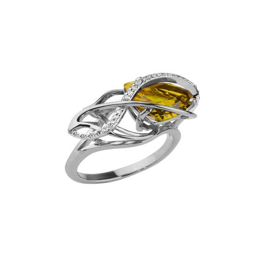 Ювелирное изделие - Кольцо из серебра с ситаллом и фианитами в магазине Best-Gold 005176