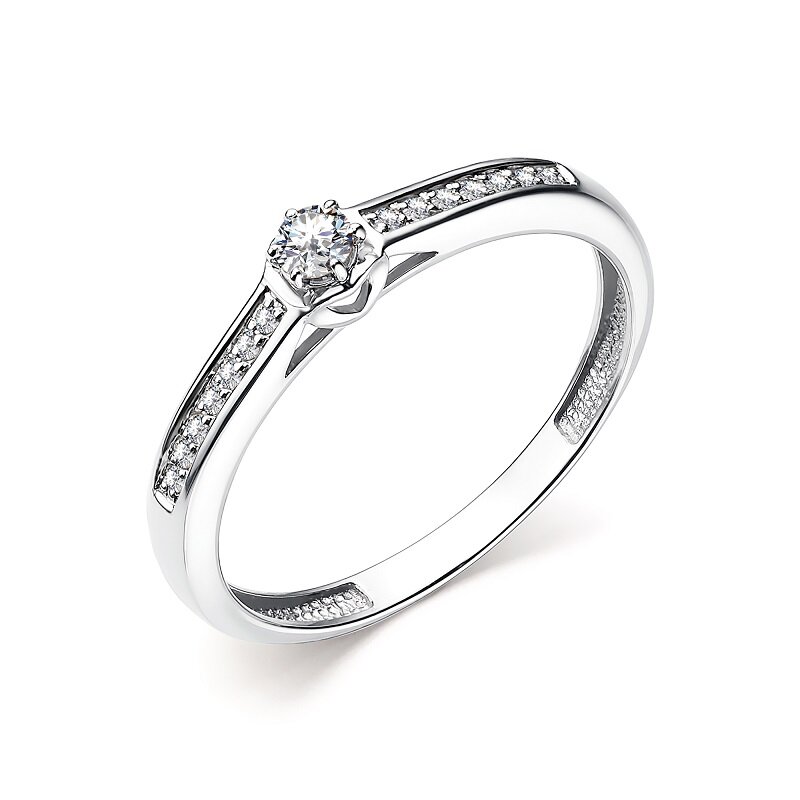 Кольцо помолвочное из белого золота с бриллиантами