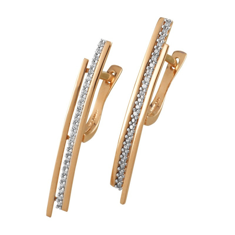 Ювелирное изделие - Серьги из жёлтого золота с фианитами в магазине Best-Gold 033982