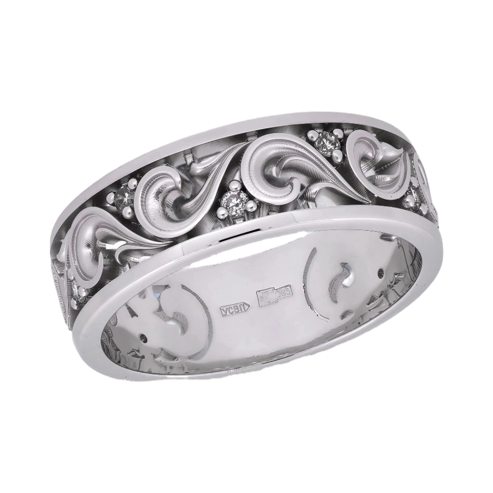 Ювелирное изделие - Обручальное кольцо из белого золота с бриллиантами в магазине Best-Gold 154299