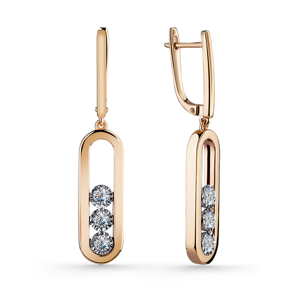 Ювелирное изделие - Серьги из красного золота с бриллиантами в магазине Best-Gold 145631