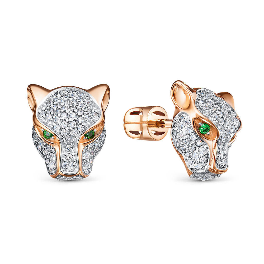 Ювелирное изделие - Серьги из красного золота с фианитами в магазине Best-Gold 140941