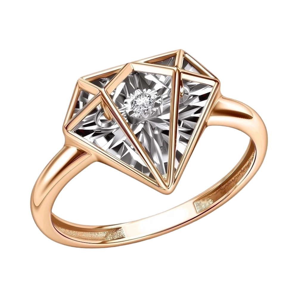 Ювелирное изделие - Кольцо из красного золота с бриллиантом в магазине Best-Gold 157303