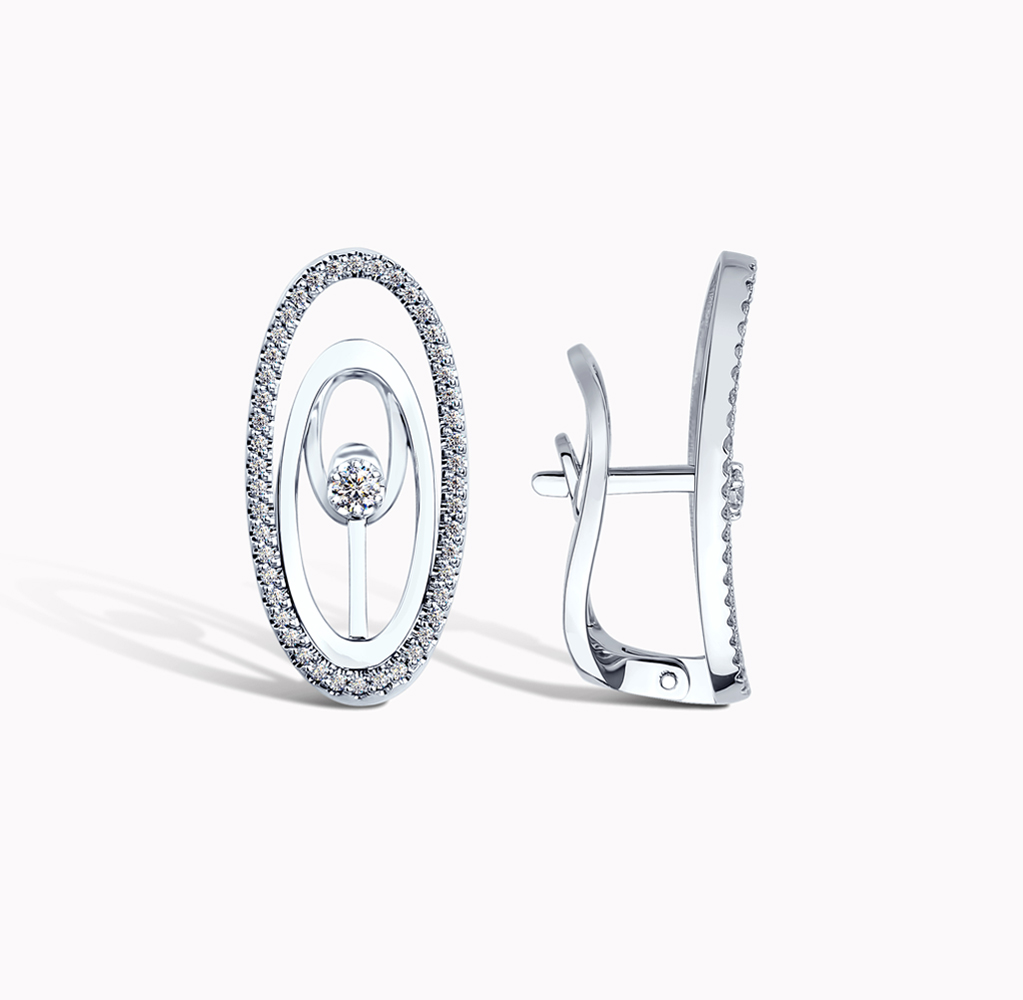 Серьги из белого золота с бриллиантами Ювелирное изделие - Серьги из белого золота с бриллиантами в магазине Best-Gold 142099