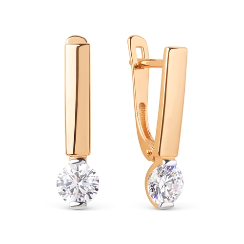 Ювелирное изделие - Серьги из красного золота с фианитами в магазине Best-Gold 045935