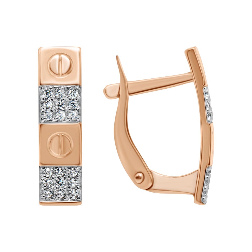 Cерьги в красном золоте с фианитами Ювелирное изделие - Cерьги в красном золоте с фианитами в магазине Best-Gold 131459