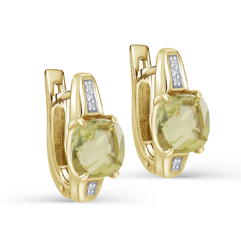 Серьги из желтого золота с бриллиантами и кварцем Ювелирное изделие - Серьги из желтого золота с бриллиантами и кварцем в магазине Best-Gold 127478