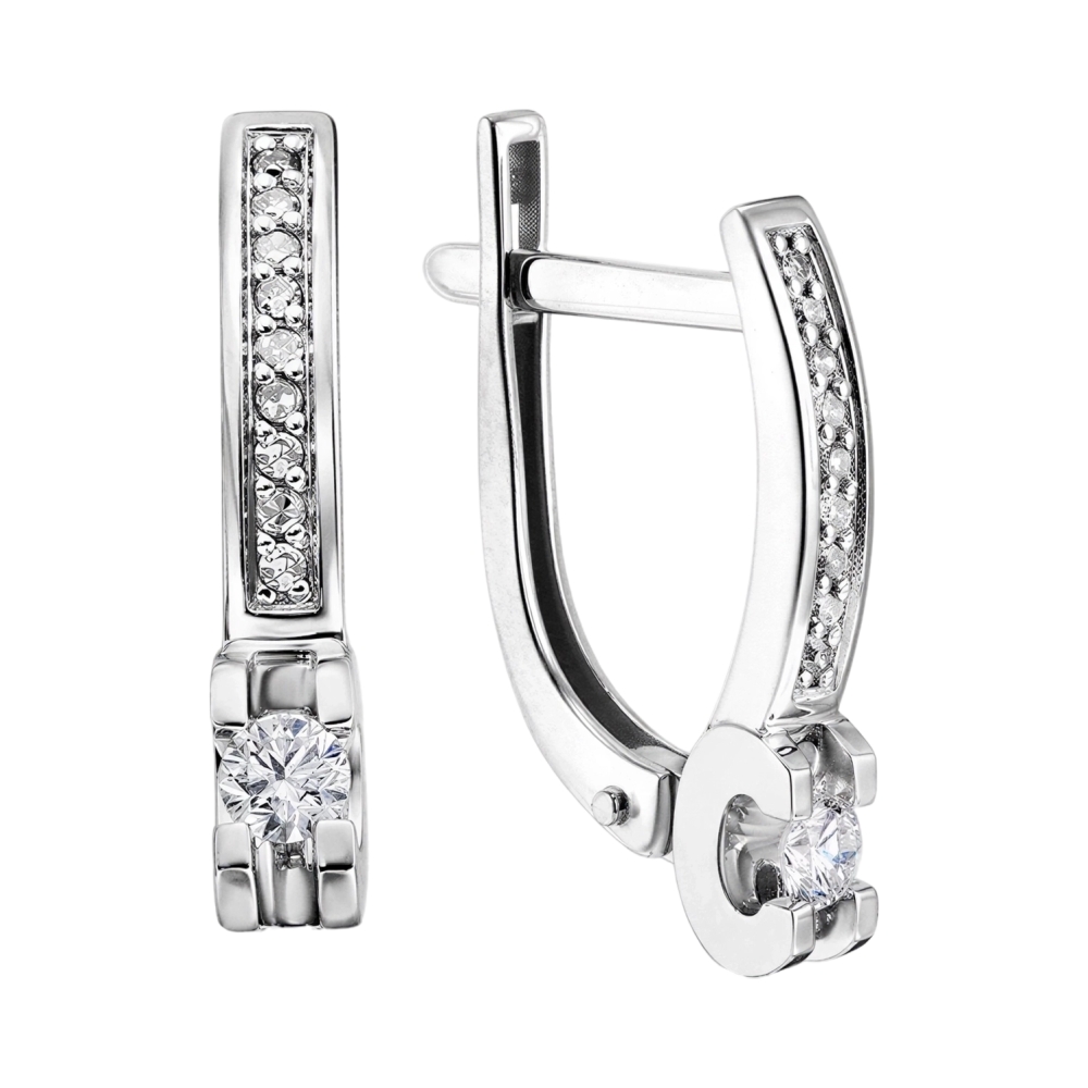 Ювелирное изделие - Серьги из белого золота с бриллиантами в магазине Best-Gold 153979