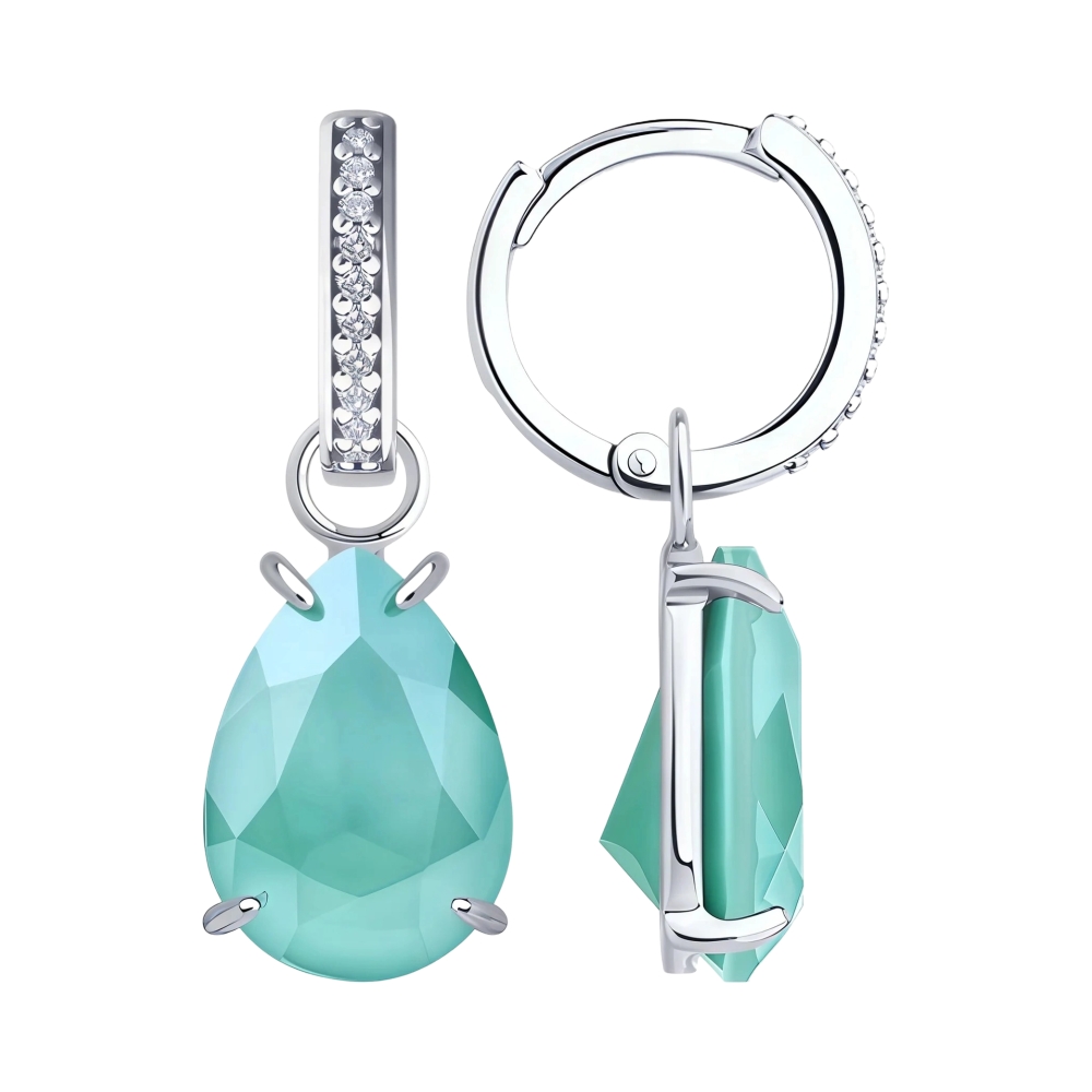 Ювелирное изделие - Серьги из серебра с нано кристаллом в магазине Best-Gold 152832