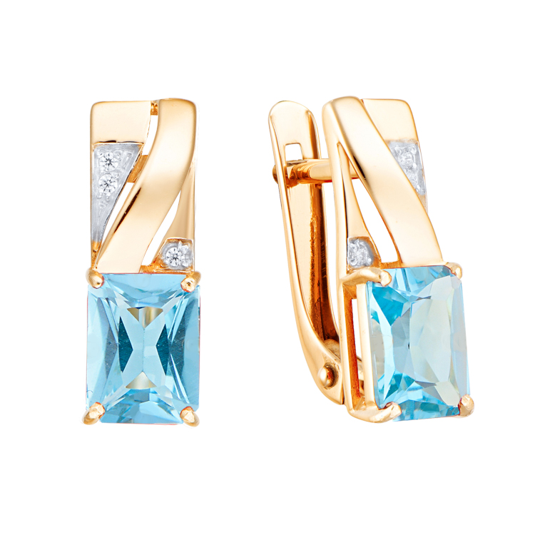 Ювелирное изделие - Серьги из красного золота с топазами и фианитами в магазине Best-Gold 030017