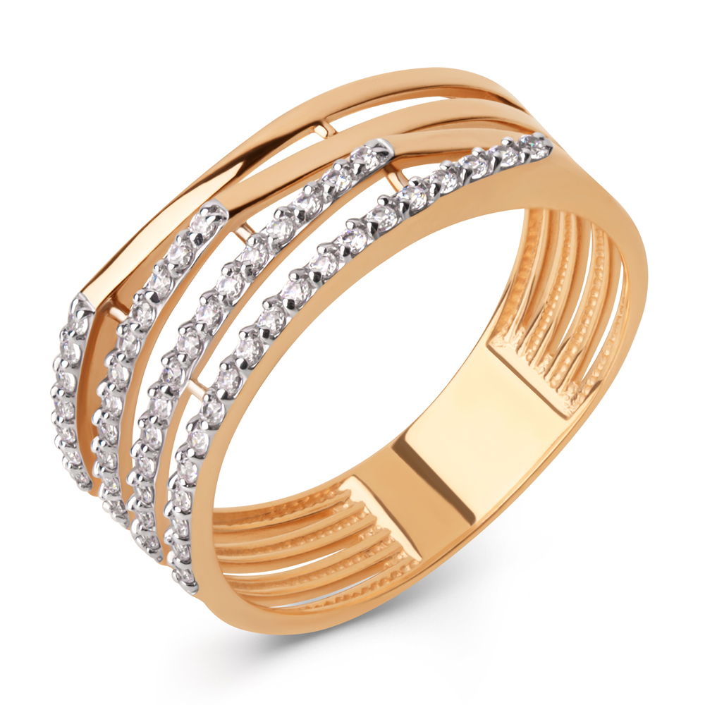 Кольцо из красного золота с фианитами Ювелирное изделие - Кольцо из красного золота с фианитами в магазине Best-Gold 145393