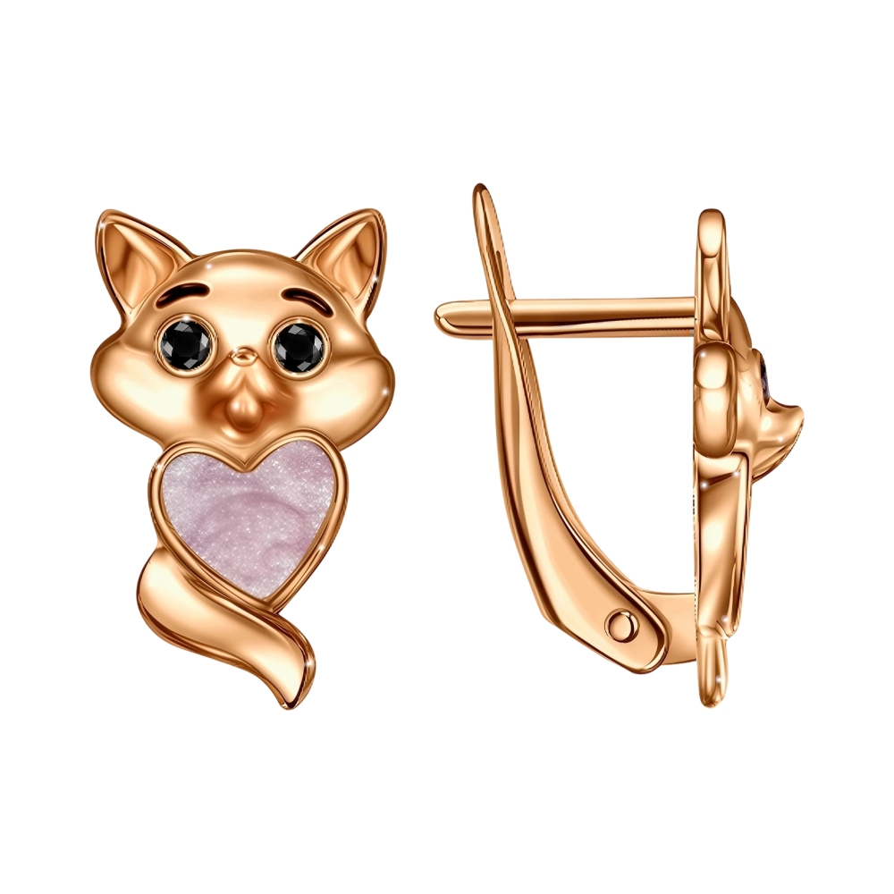 Серьги из красного золота с фианитами Ювелирное изделие - Серьги из красного золота с фианитами в магазине Best-Gold 150628