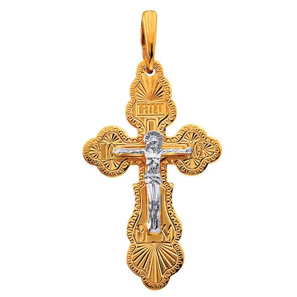 Ювелирное изделие - Крест из комбинированного золота в магазине Best-Gold 091677