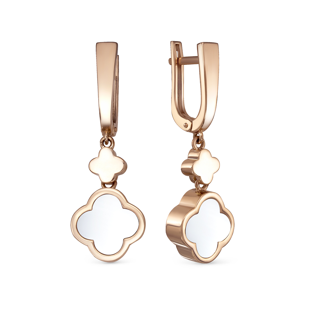 Серьги из красного золота с перламутром Ювелирное изделие - Серьги из красного золота с перламутром в магазине Best-Gold 028788