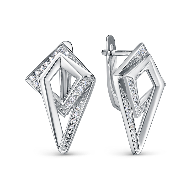Серьги из серебра с фианитами Ювелирное изделие - Серьги из серебра с фианитами в магазине Best-Gold 146937