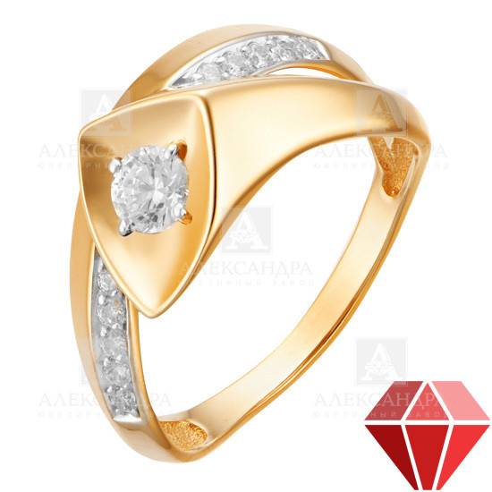 Ювелирное изделие - Кольцо из жёлтого золота с фианитами в магазине Best-Gold 034593