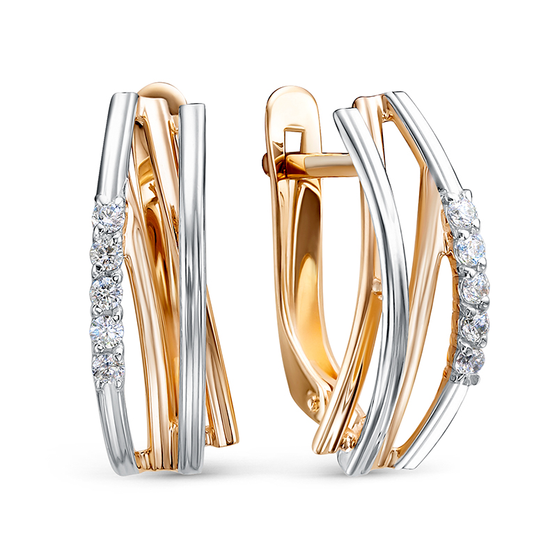 Серьги из красного золота с фианитами Ювелирное изделие - Серьги из красного золота с фианитами в магазине Best-Gold 107572