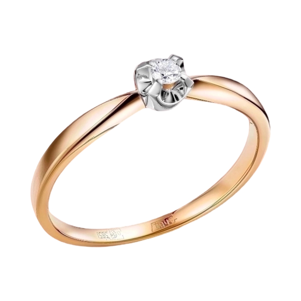 Ювелирное изделие - Помолвочное кольцо из красного золота с бриллиантом в магазине Best-Gold 145613