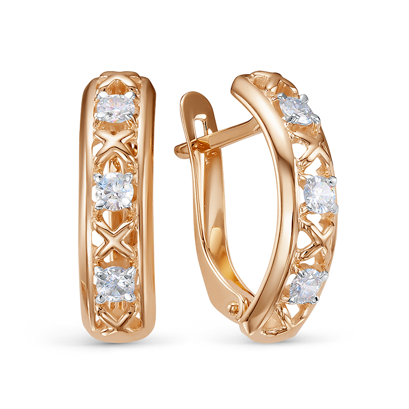 Ювелирное изделие - Серьги из красного золота с фианитами в магазине Best-Gold 140491