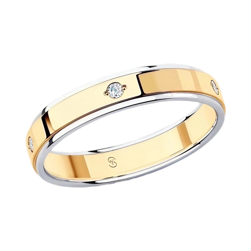 Обручальное кольцо из комбинированного золота с фианитами Ювелирное изделие - Обручальное кольцо из комбинированного золота с фианитами в магазине Best-Gold 106892