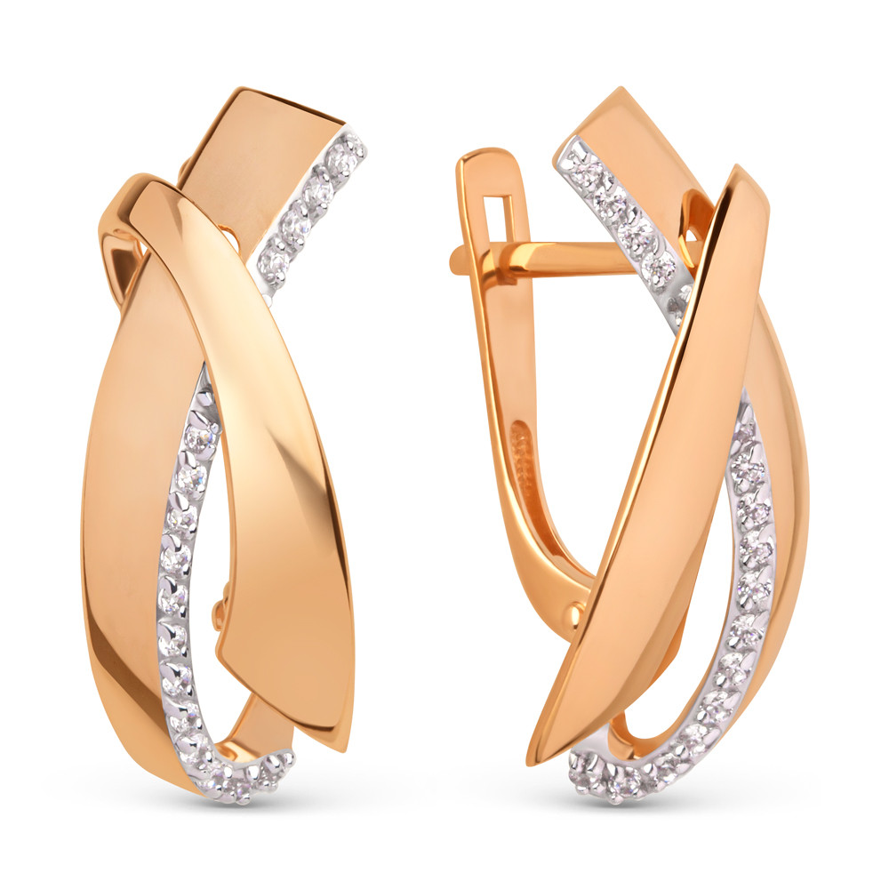 Ювелирное изделие - Серьги из красного золота с фианитами в магазине Best-Gold 107192