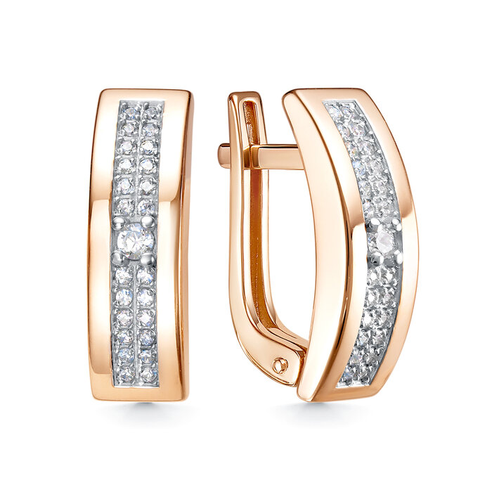 Серьги из красного золота с фианитами Ювелирное изделие - Серьги из красного золота с фианитами в магазине Best-Gold 147659