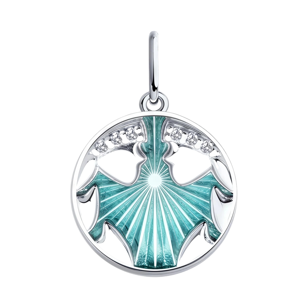 Подвеска из серебра с фианитами и эмалью Ювелирное изделие - Подвеска из серебра с фианитами и эмалью в магазине Best-Gold 152874