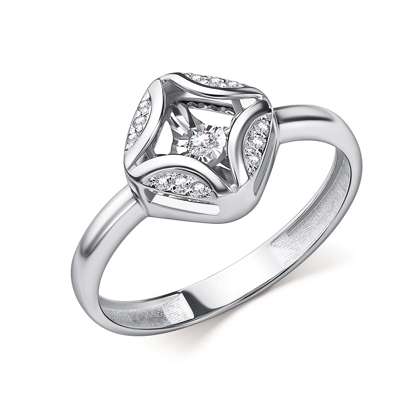 Ювелирное изделие - Кольцо из белого золота с бриллиантами в магазине Best-Gold 154990