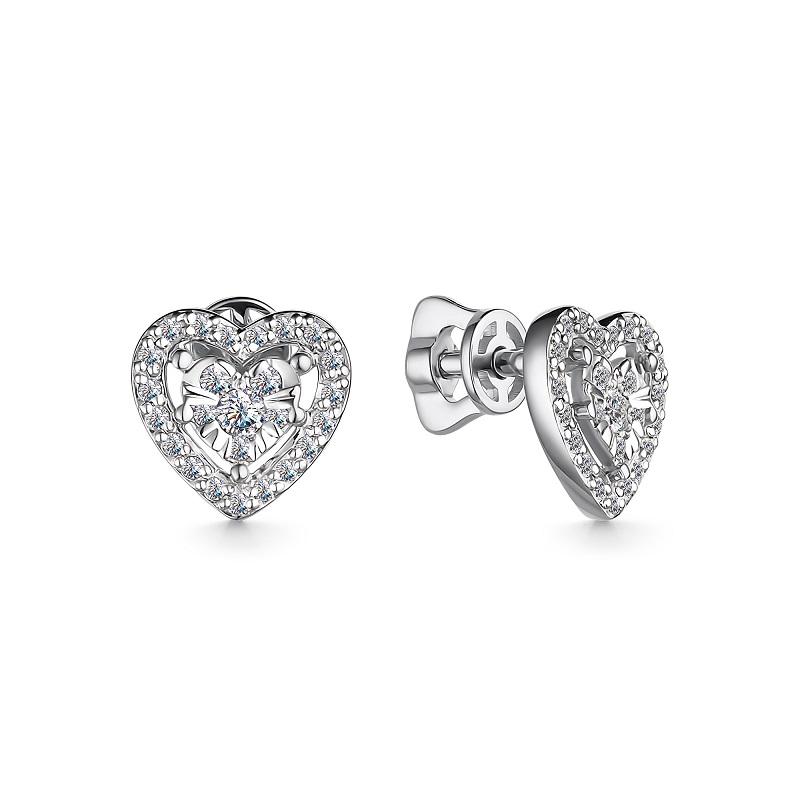 Серьги из белого золота с бриллиантами Ювелирное изделие - Серьги из белого золота с бриллиантами в магазине Best-Gold 154418