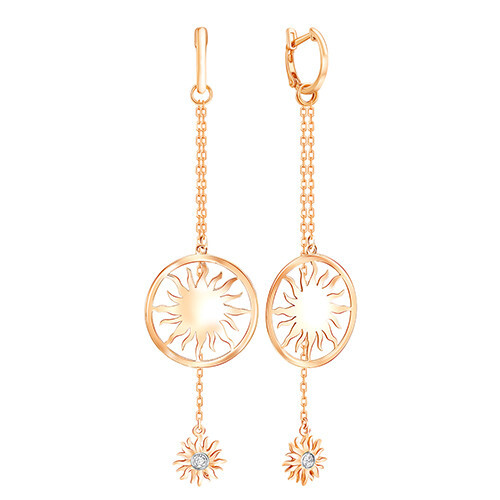 Серьги из красного золота с цирконами Ювелирное изделие - Серьги из красного золота с цирконами в магазине Best-Gold 030128