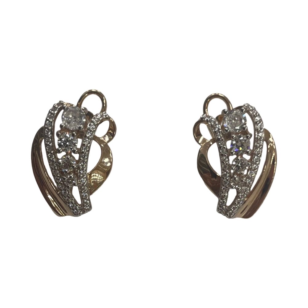 Серьги из красного золота с фианитами