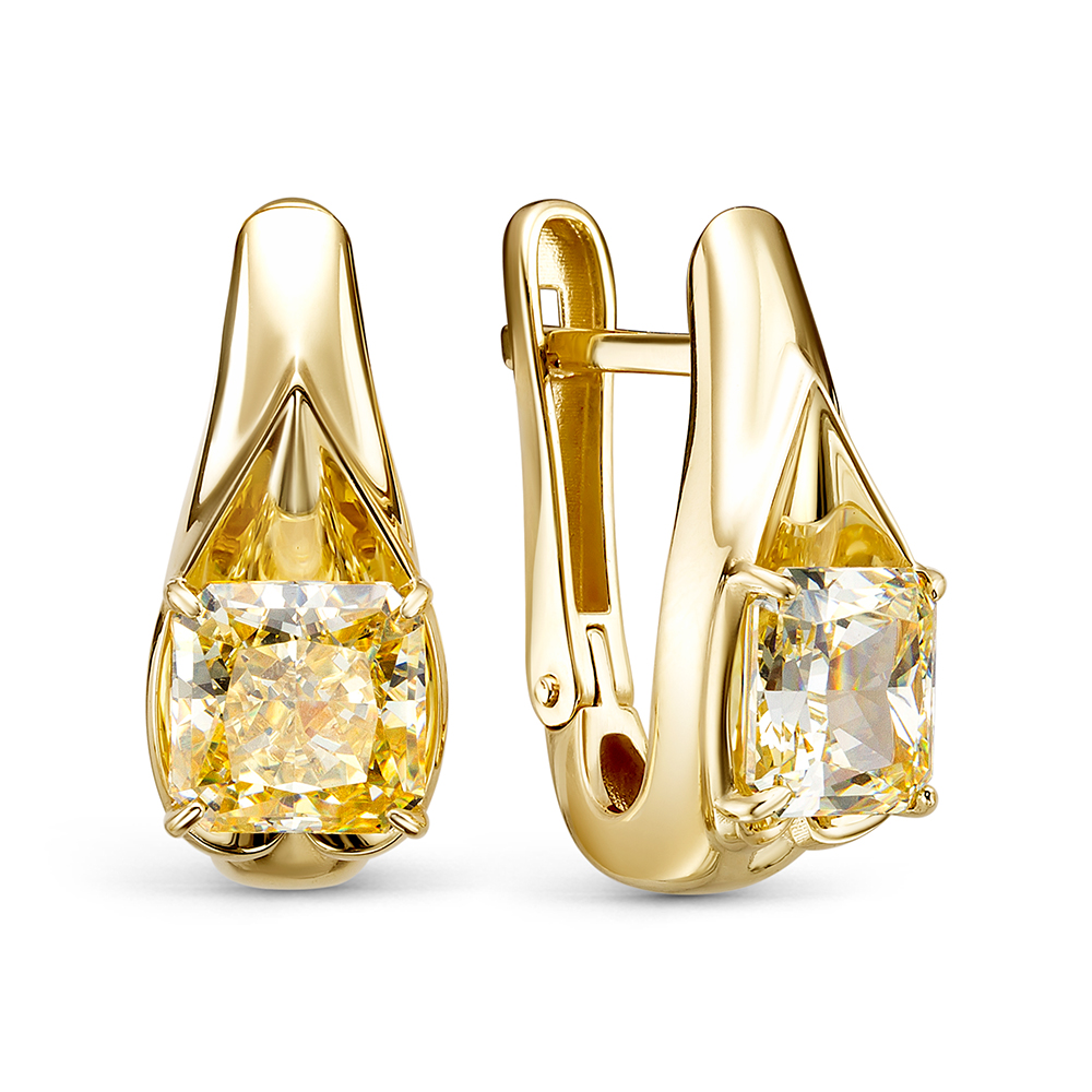 Серьги из желтого золота с бриллиантами