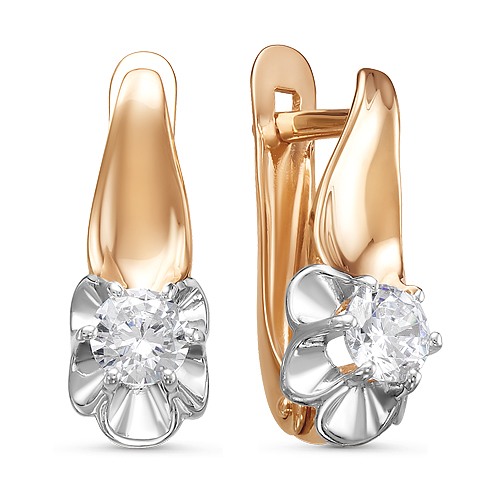 Серьги из желтого золота с фианитами Ювелирное изделие - Серьги из желтого золота с фианитами в магазине Best-Gold 126559