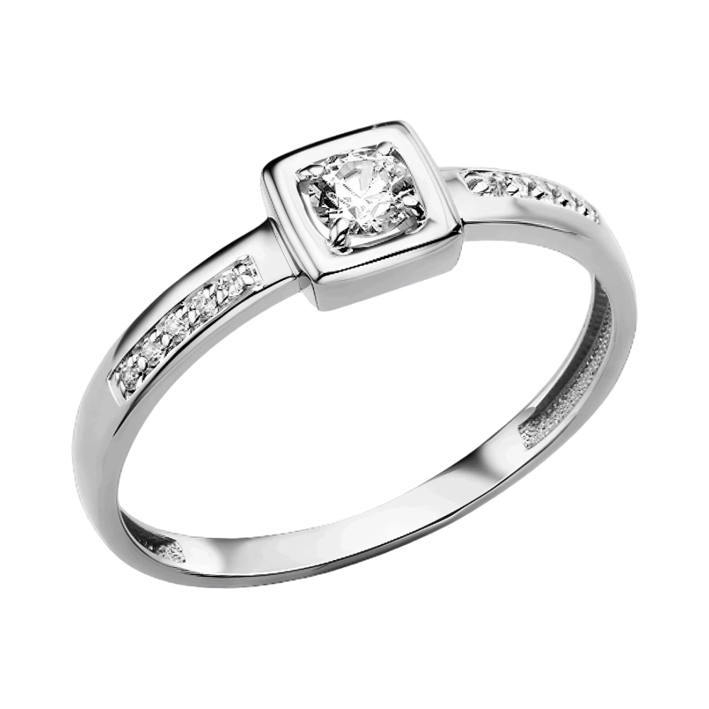 Кольцо помолвочное из белого золота с фианитами Ювелирное изделие - Кольцо помолвочное из белого золота с фианитами в магазине Best-Gold 097835