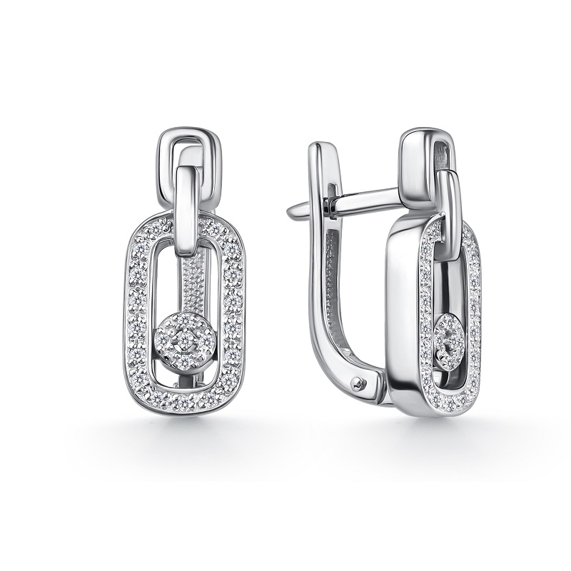 Серьги из белого золота с бриллиантами Ювелирное изделие - Серьги из белого золота с бриллиантами в магазине Best-Gold 150684