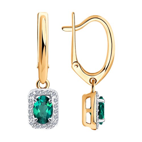 Серьги из красного золота с изумрудами и бриллиантами Ювелирное изделие - Серьги из красного золота с изумрудами и бриллиантами в магазине Best-Gold 144713