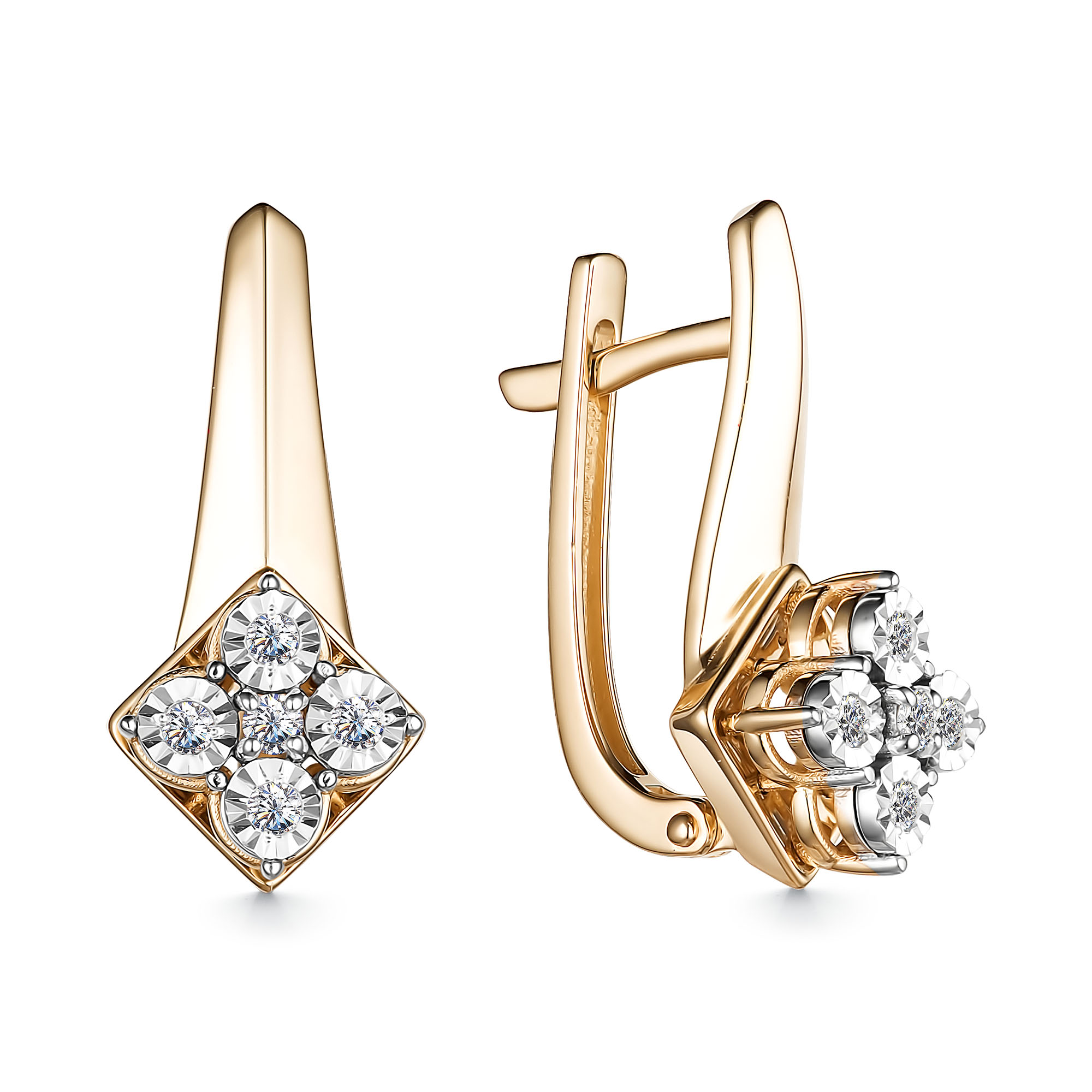 Серьги из красного золота с бриллиантами Ювелирное изделие - Серьги из красного золота с бриллиантами в магазине Best-Gold 134691