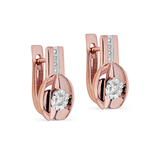 Ювелирное изделие - Серьги из красного золота с бриллиантами в магазине Best-Gold 068756