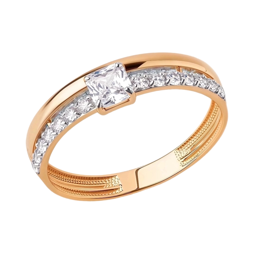 Кольцо из красного золота с фианитами Ювелирное изделие - Кольцо из красного золота с фианитами в магазине Best-Gold 129098