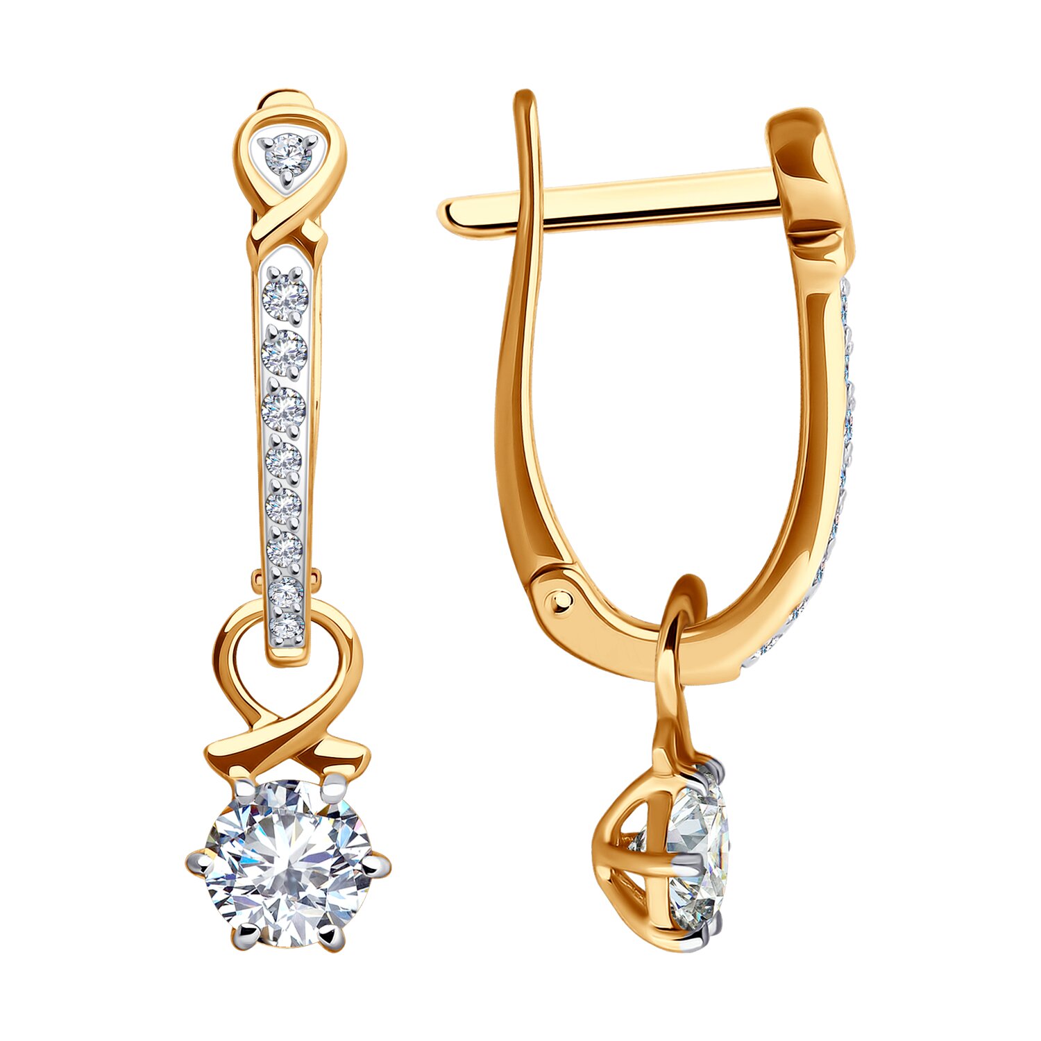 Ювелирное изделие - Серьги в красном золоте с фианитами в магазине Best-Gold 134672