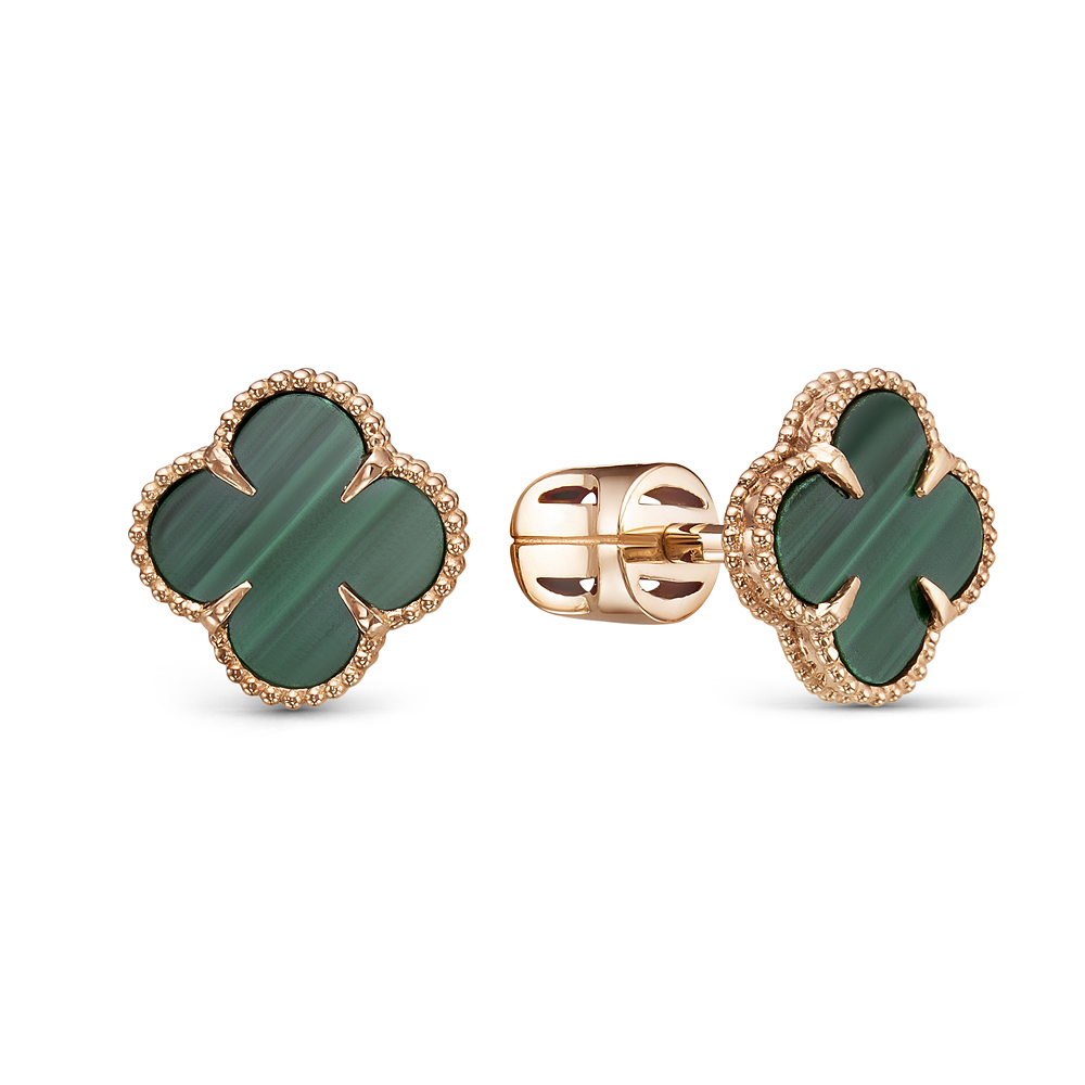 Серьги из красного золота с малахитом Ювелирное изделие - Серьги из красного золота с малахитом в магазине Best-Gold 149520