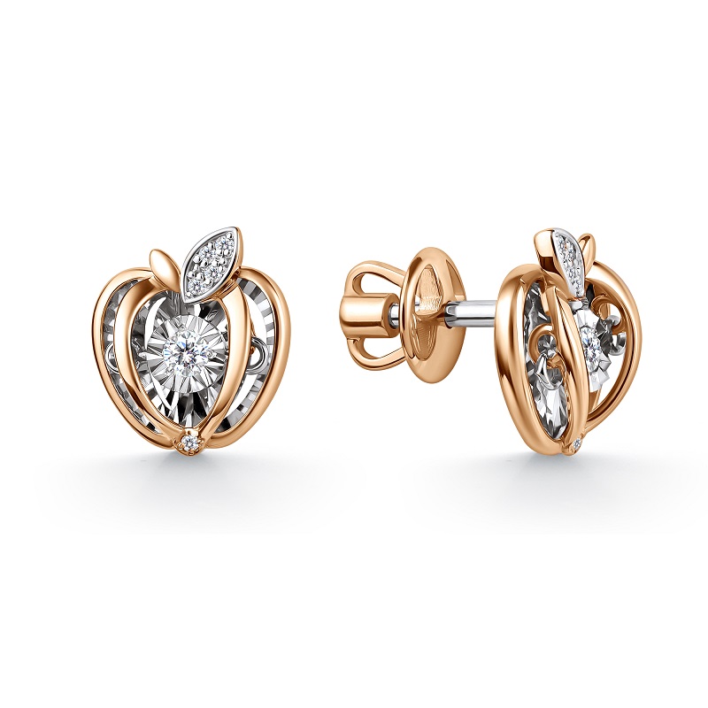 Серьги из красного золота с бриллиантами Ювелирное изделие - Серьги из красного золота с бриллиантами в магазине Best-Gold 155019