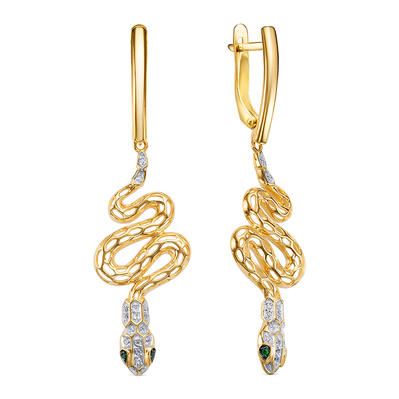 Серьги из желтого золота с фианитами Ювелирное изделие - Серьги из желтого золота с фианитами в магазине Best-Gold 147296