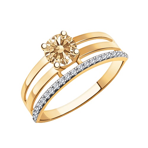Ювелирное изделие - Кольцо из красного золота с фианитами в магазине Best-Gold 058483