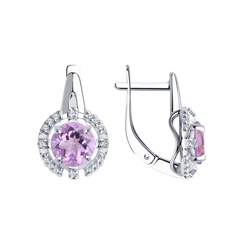 Серьги из серебра с аметистом и фианитами Ювелирное изделие - Серьги из серебра с аметистом и фианитами в магазине Best-Gold 152550