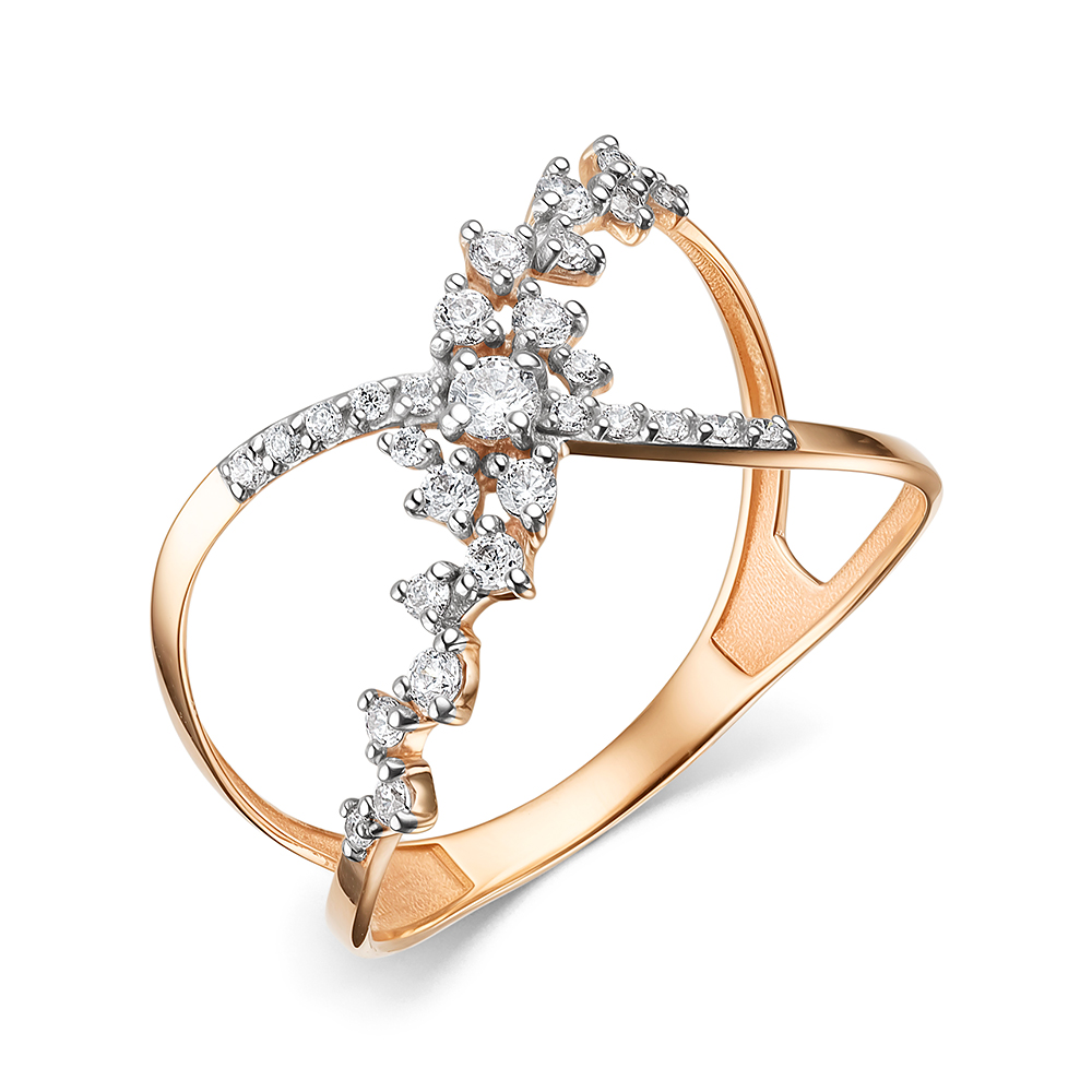 Кольцо из красного золота с фианитами