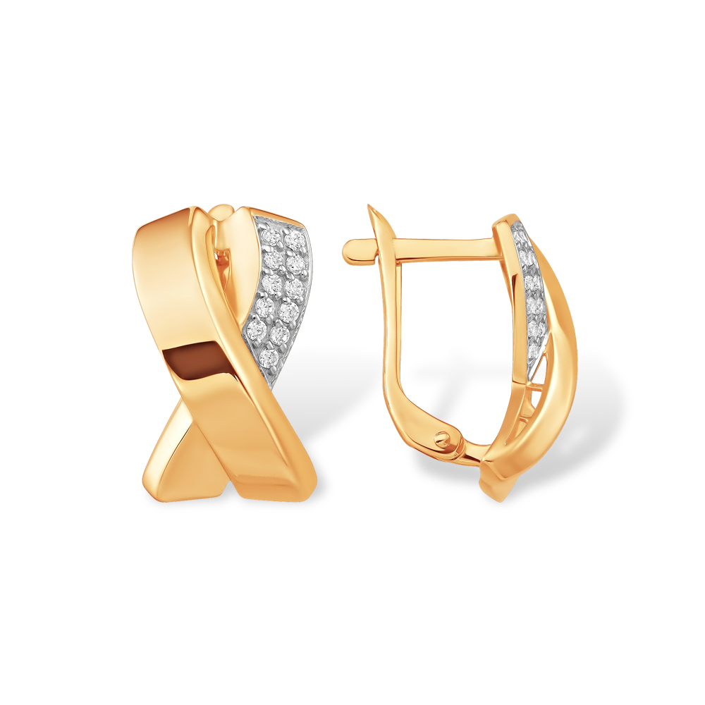 Серьги из красного золота с фианитами Ювелирное изделие - Серьги из красного золота с фианитами в магазине Best-Gold 140372