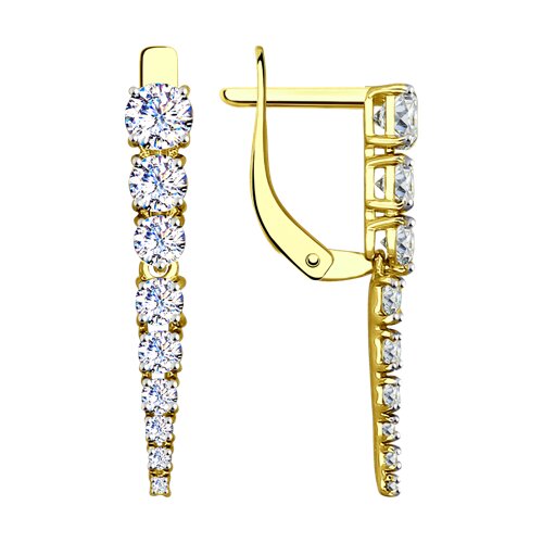 Серьги в желтом золоте с фианитами Ювелирное изделие - Серьги в желтом золоте с фианитами в магазине Best-Gold 131902