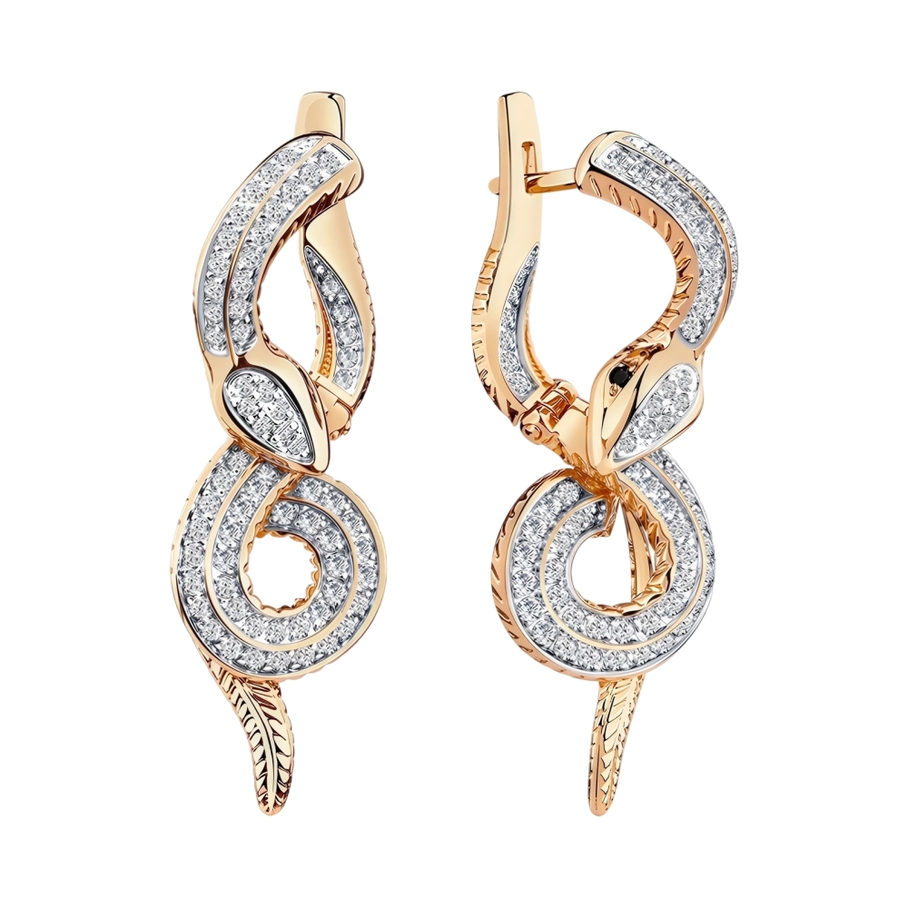 Ювелирное изделие - Серьги из красного золота с фианитами в магазине Best-Gold 157054