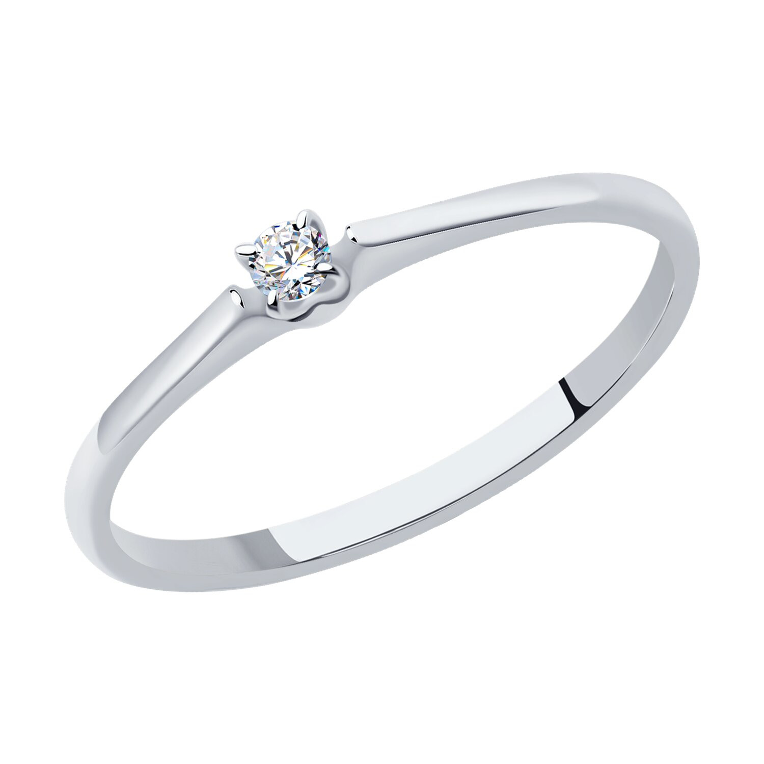 Ювелирное изделие - Кольцо помолвочное из белого золота с бриллиантом в магазине Best-Gold 030820